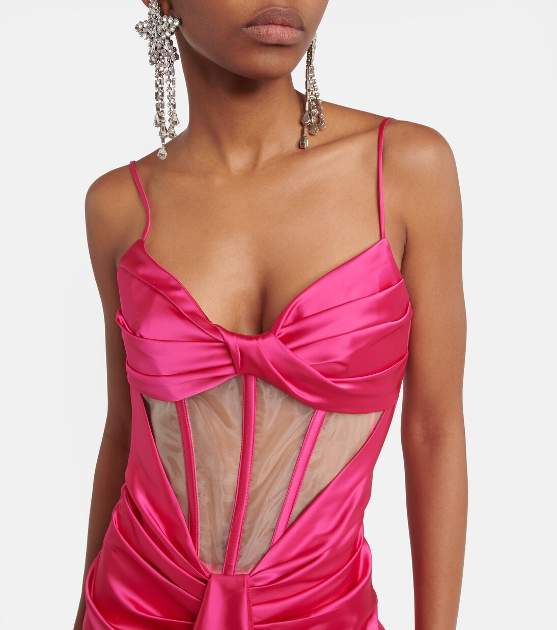 Draped corset satin gown | Rasario