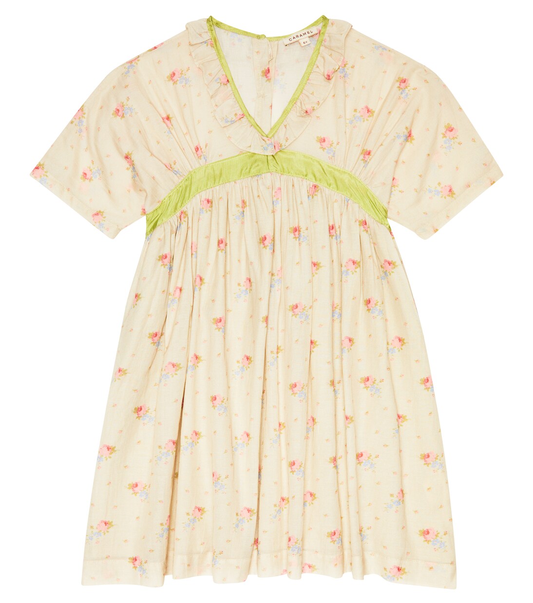 Asparagus floral cotton voile dress | Caramel