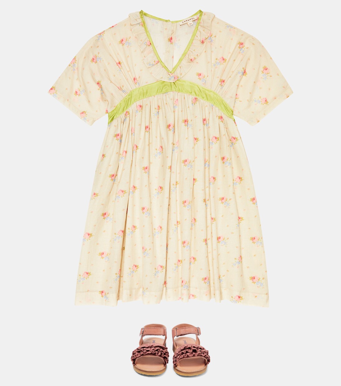 Asparagus floral cotton voile dress | Caramel