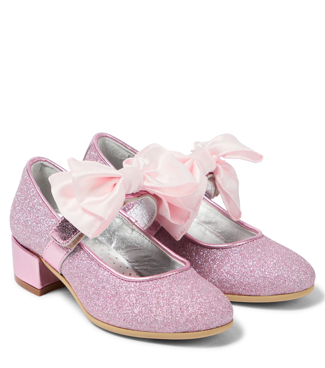 Bow-trimmed glitter ballet flats | Monnalisa