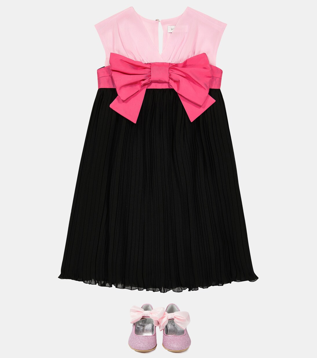 Bow-trimmed glitter ballet flats | Monnalisa