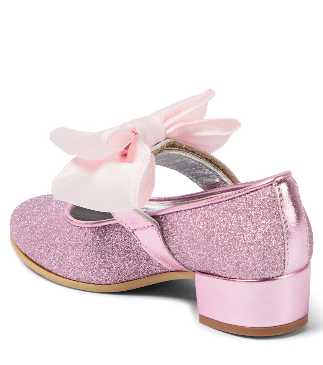 Bow-trimmed glitter ballet flats | Monnalisa