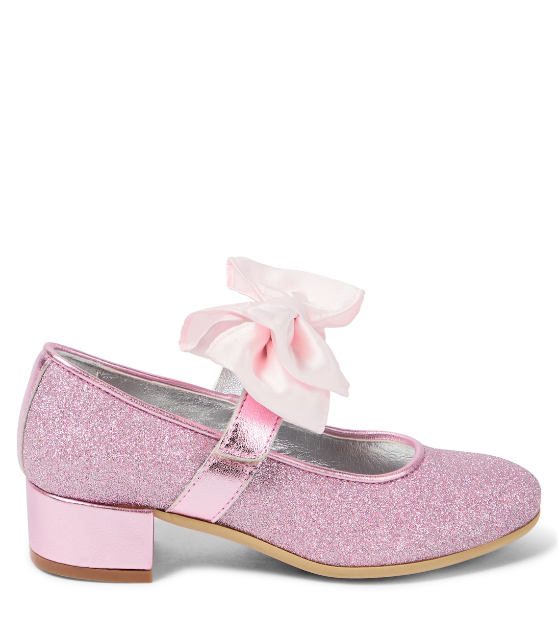 Bow-trimmed glitter ballet flats | Monnalisa