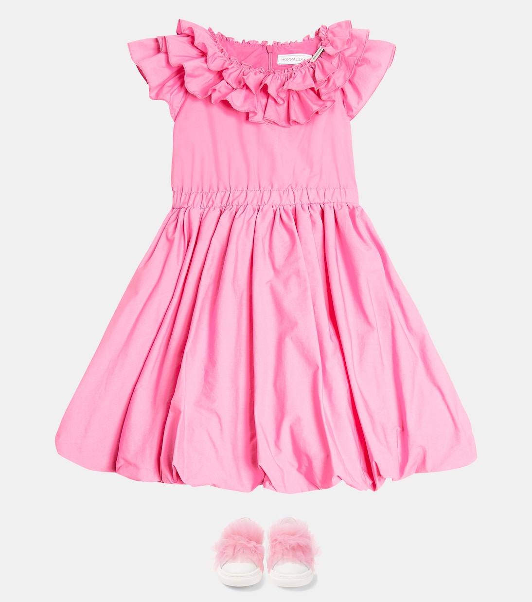 Ruffle-trimmed cotton dress | Monnalisa