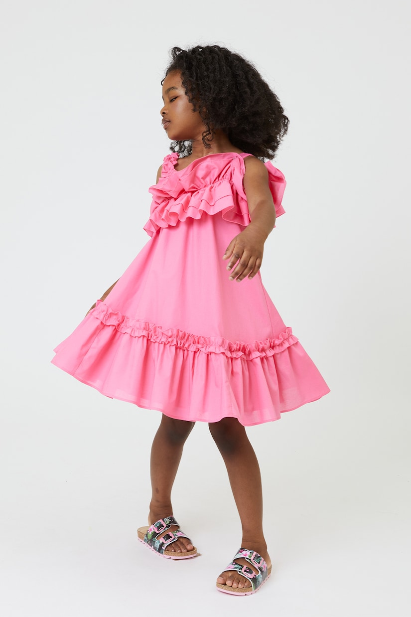 Ruffle-trimmed cotton dress | Monnalisa