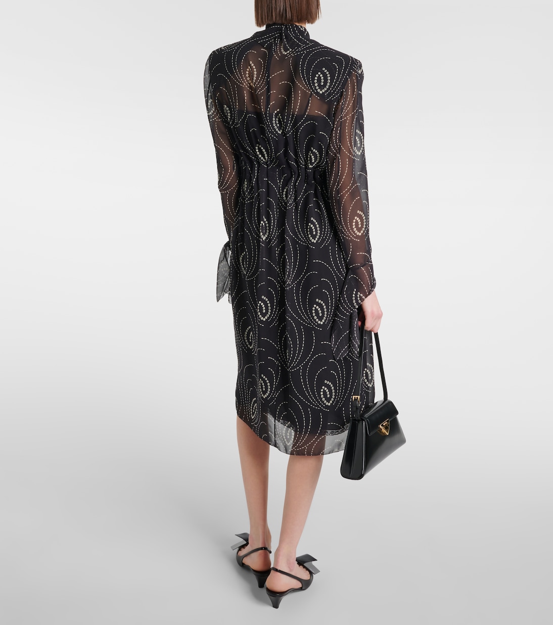 Abito midi in georgette con stampa | Prada