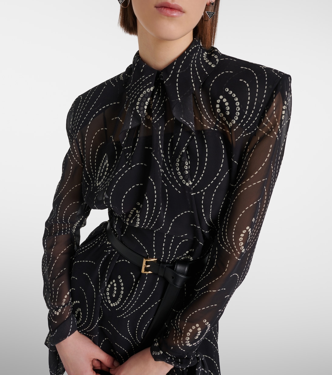 Abito midi in georgette con stampa | Prada