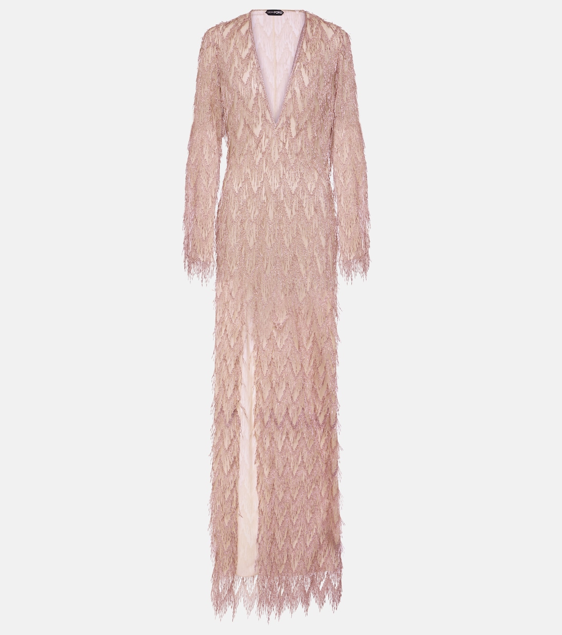 Robe longue en lamé à franges | Tom Ford