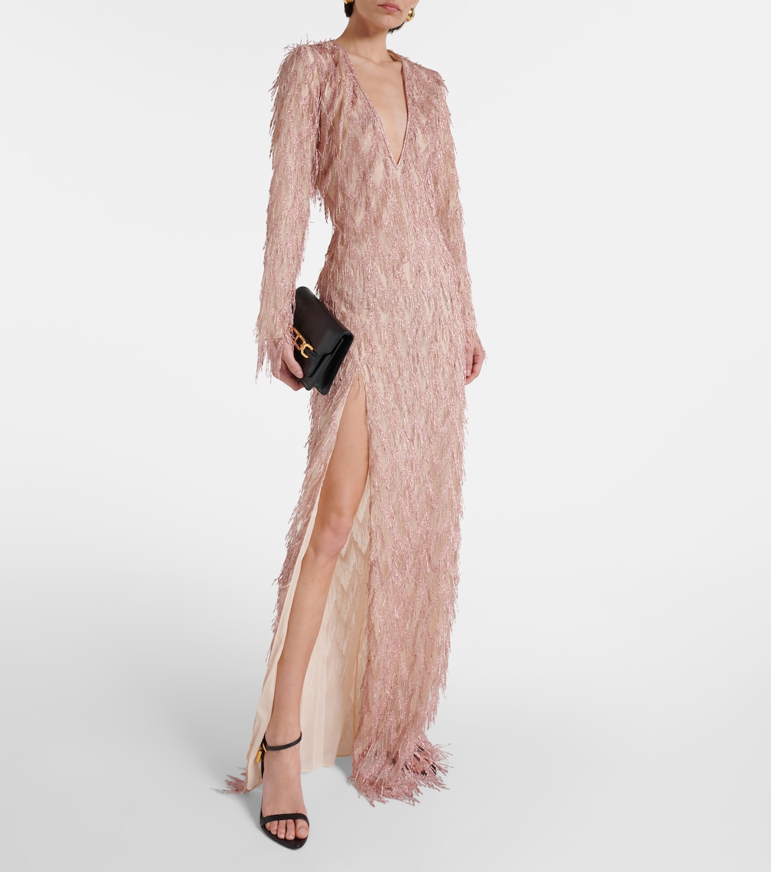 Robe longue en lamé à franges | Tom Ford