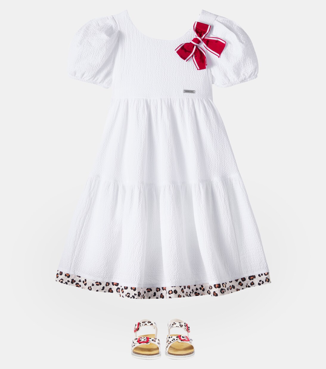 Bow-detail cotton dress | Monnalisa