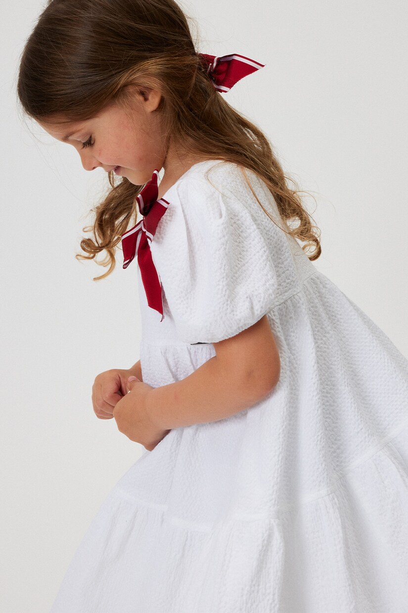 Bow-detail cotton dress | Monnalisa