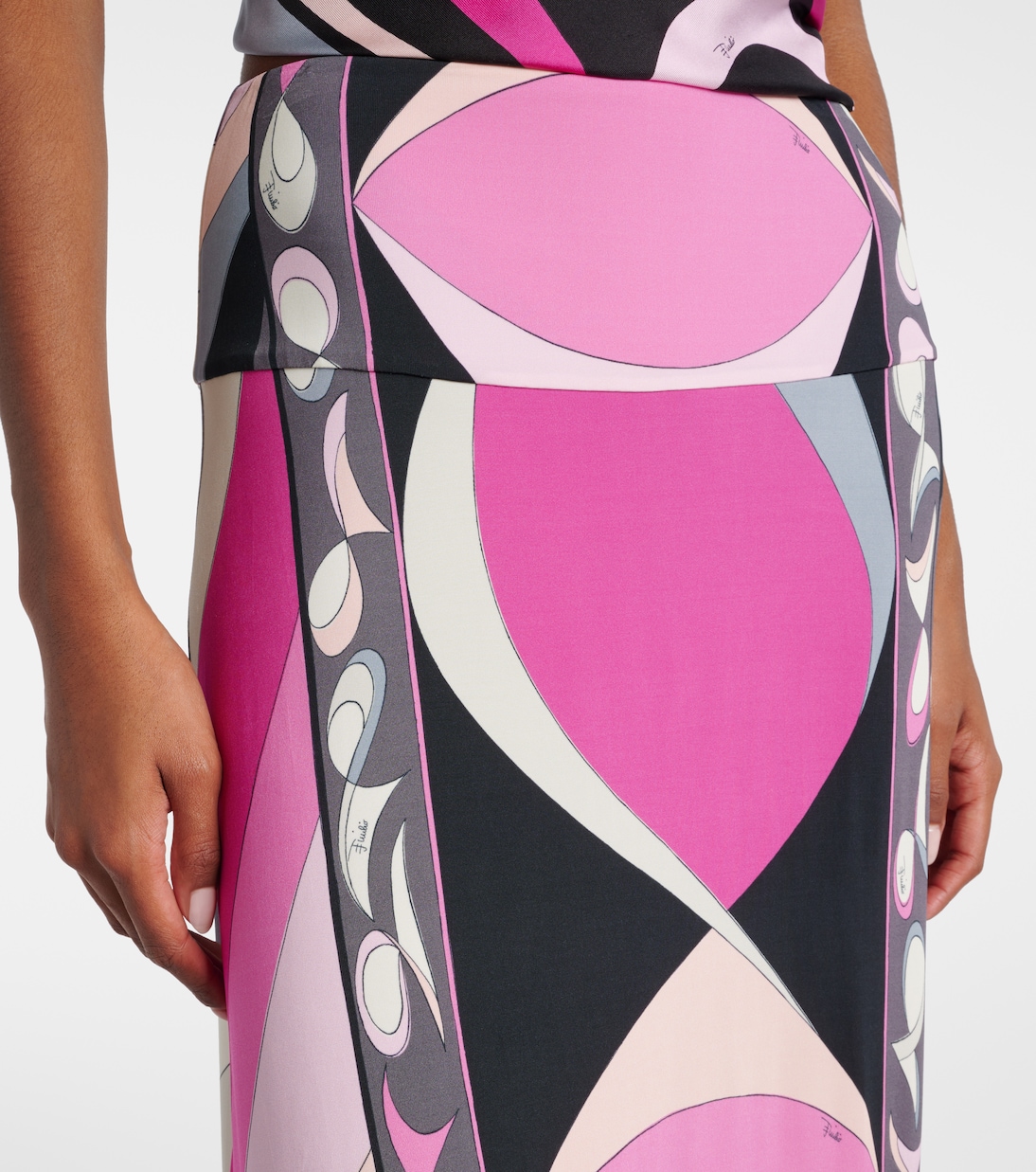 Falda larga Marmo de jersey de satén | Pucci