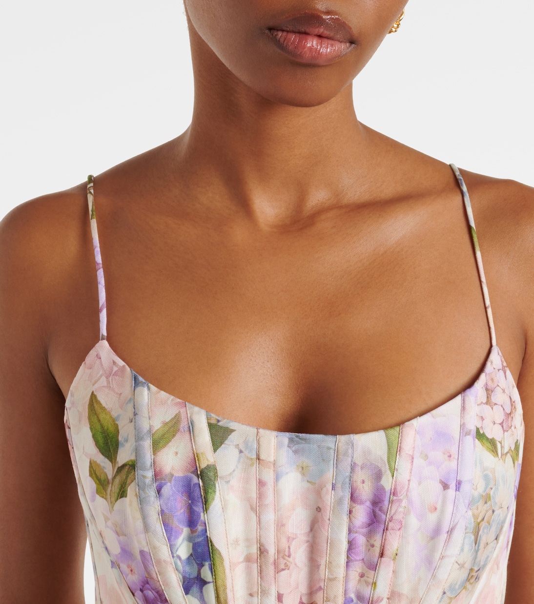 Vestido con corsé Dawning de seda y lino floral | Zimmermann