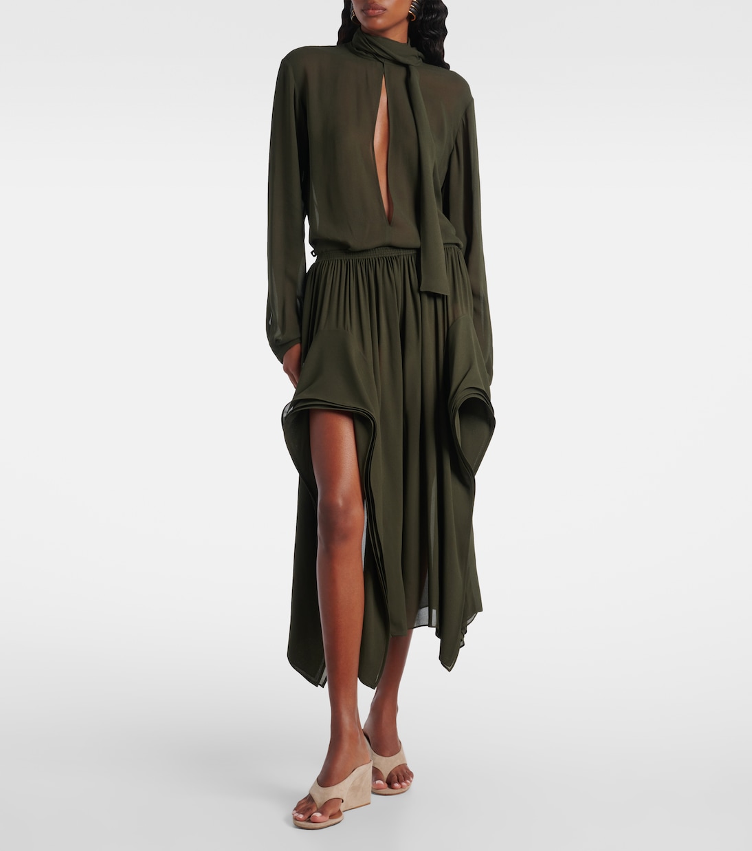 Ruffled georgette wide-leg pants | Alaïa