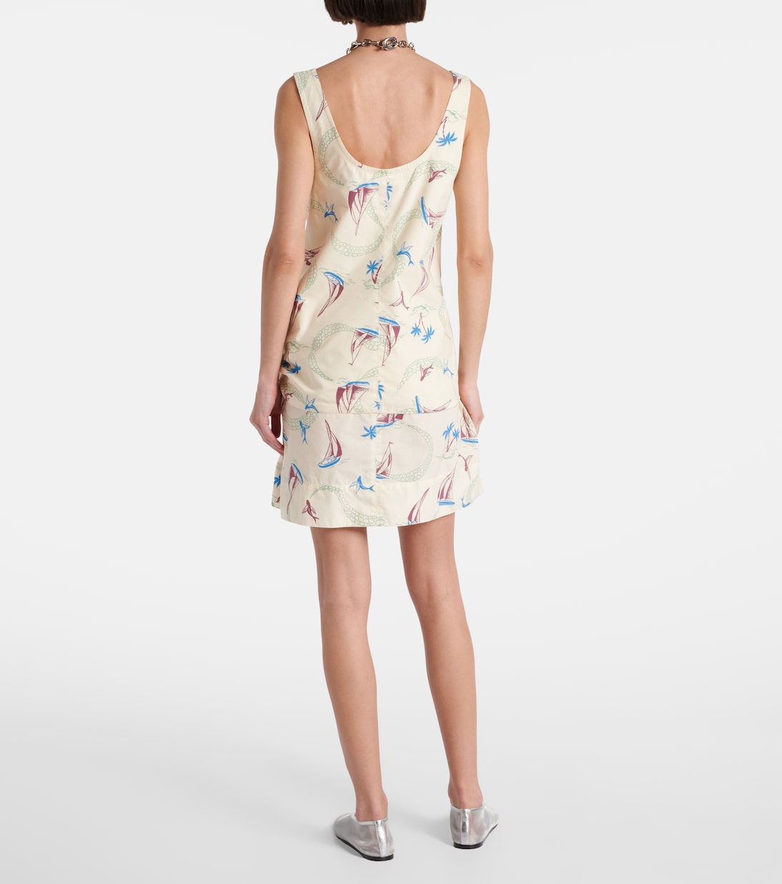 Abito corto in cotone con stampa | Rabanne