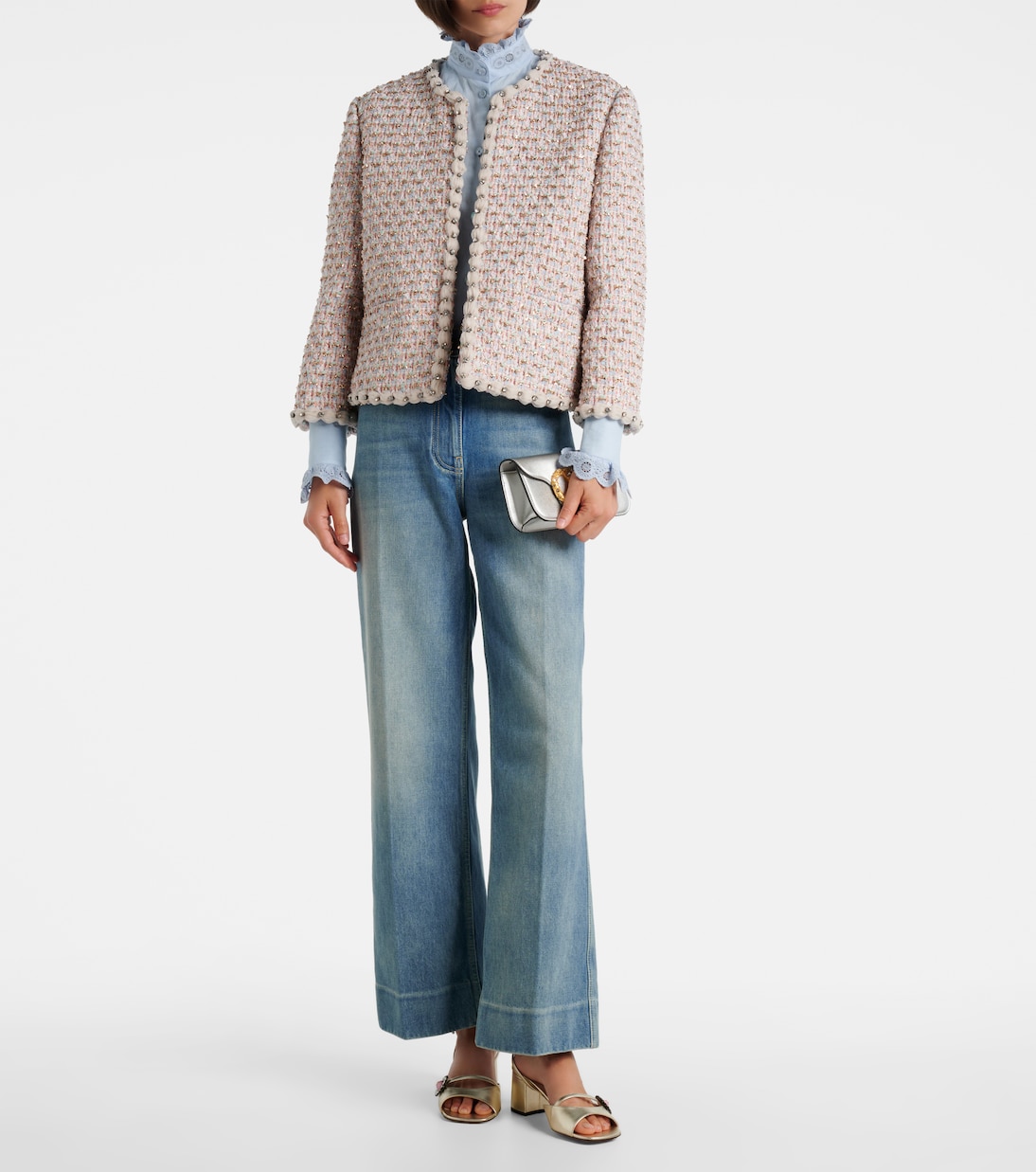 Sandali Daisy Jewel 55 in pelle metallizzata | Valentino Garavani