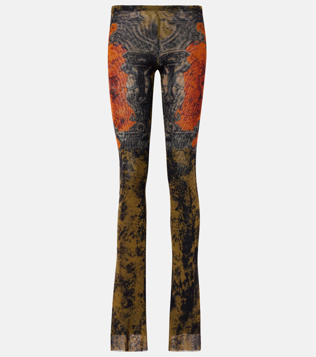 Médaillon printed mesh slim pants | Jean Paul Gaultier