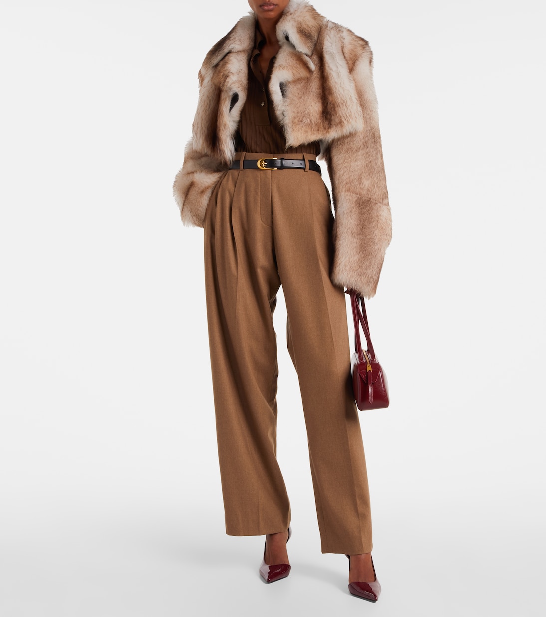 Pantalon droit August à taille haute en laine | Khaite