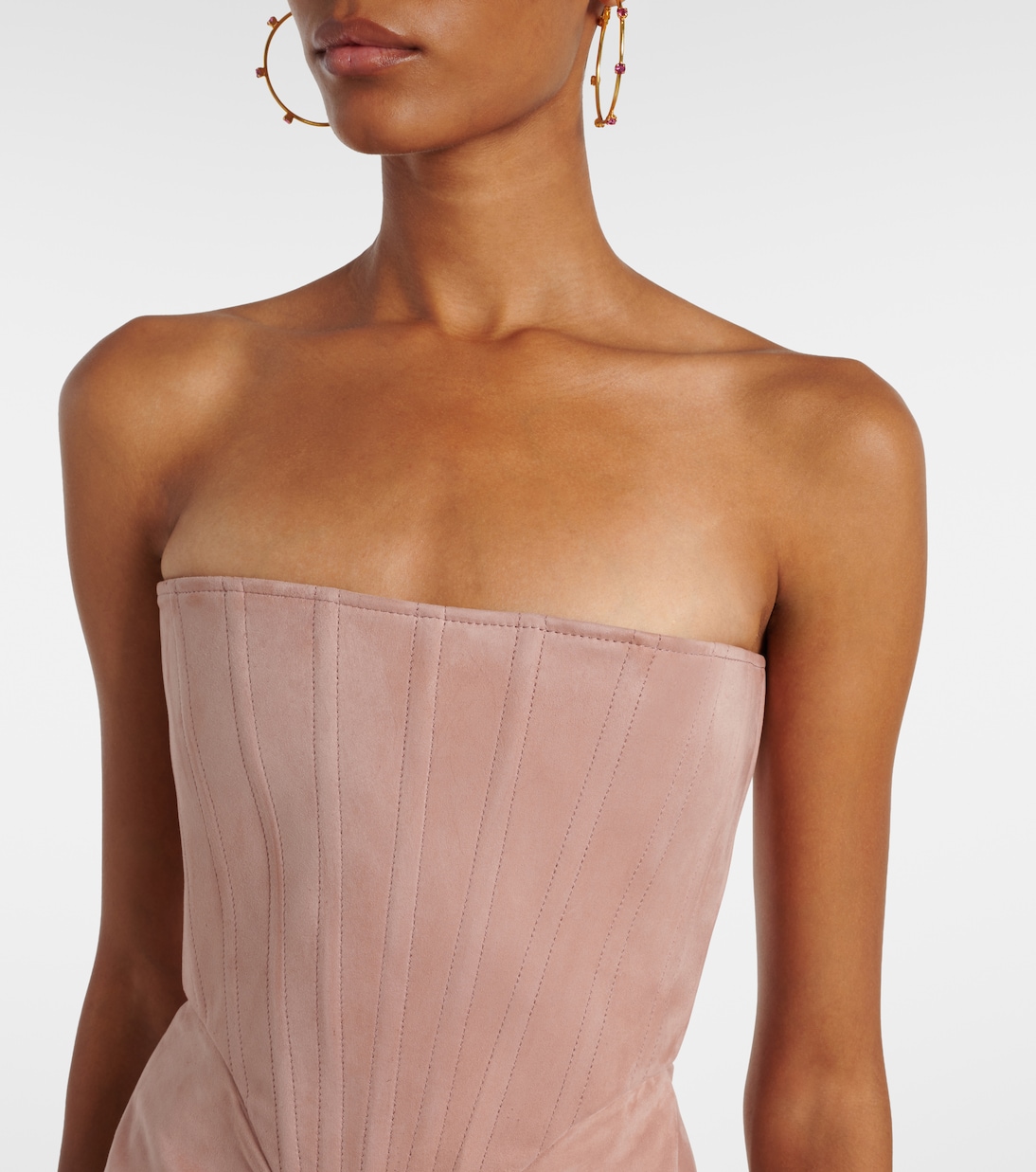 Draped suede bustier dress | Alex Perry