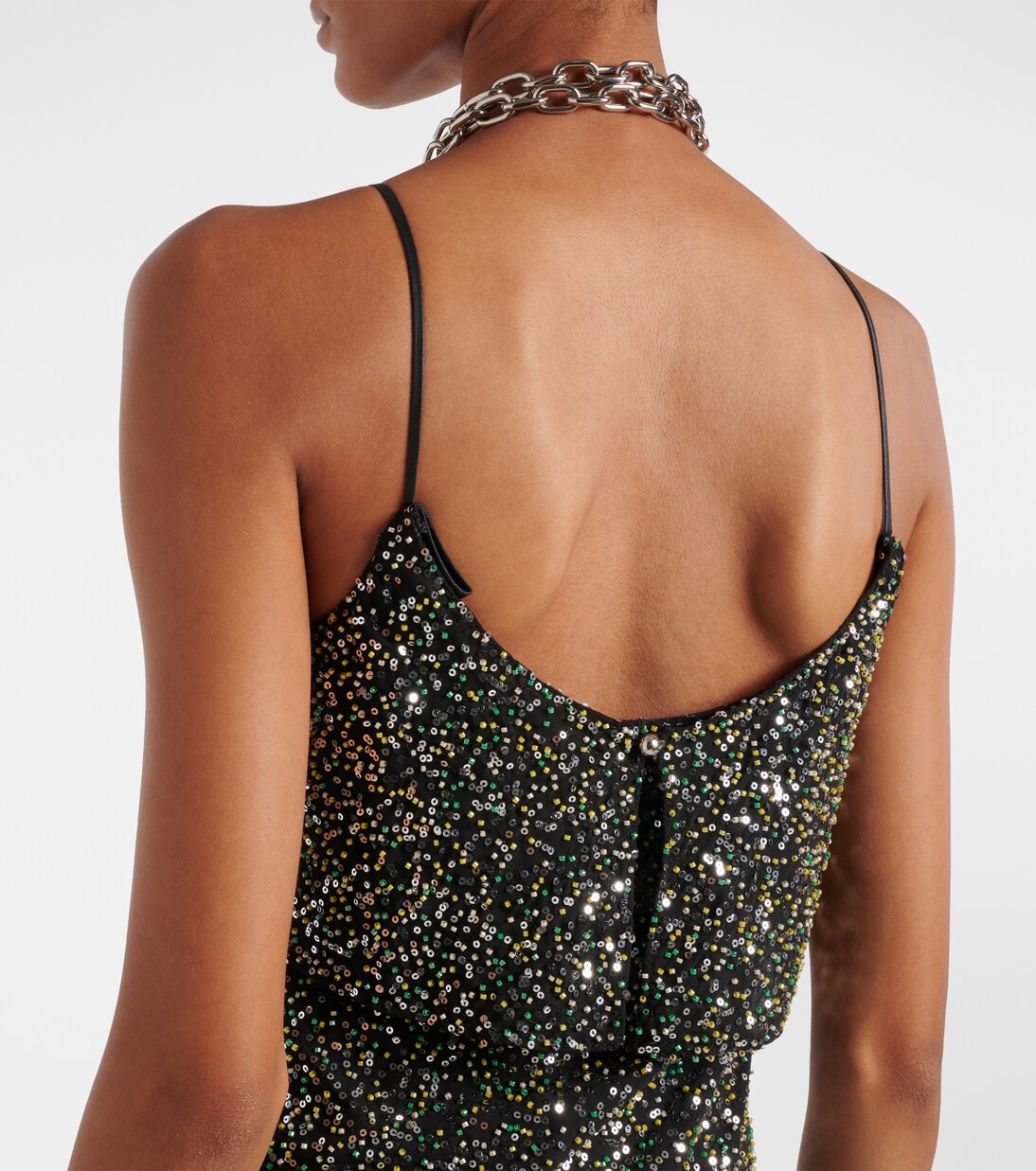 Slipdress aus Crêpe mit Pailletten | Rabanne