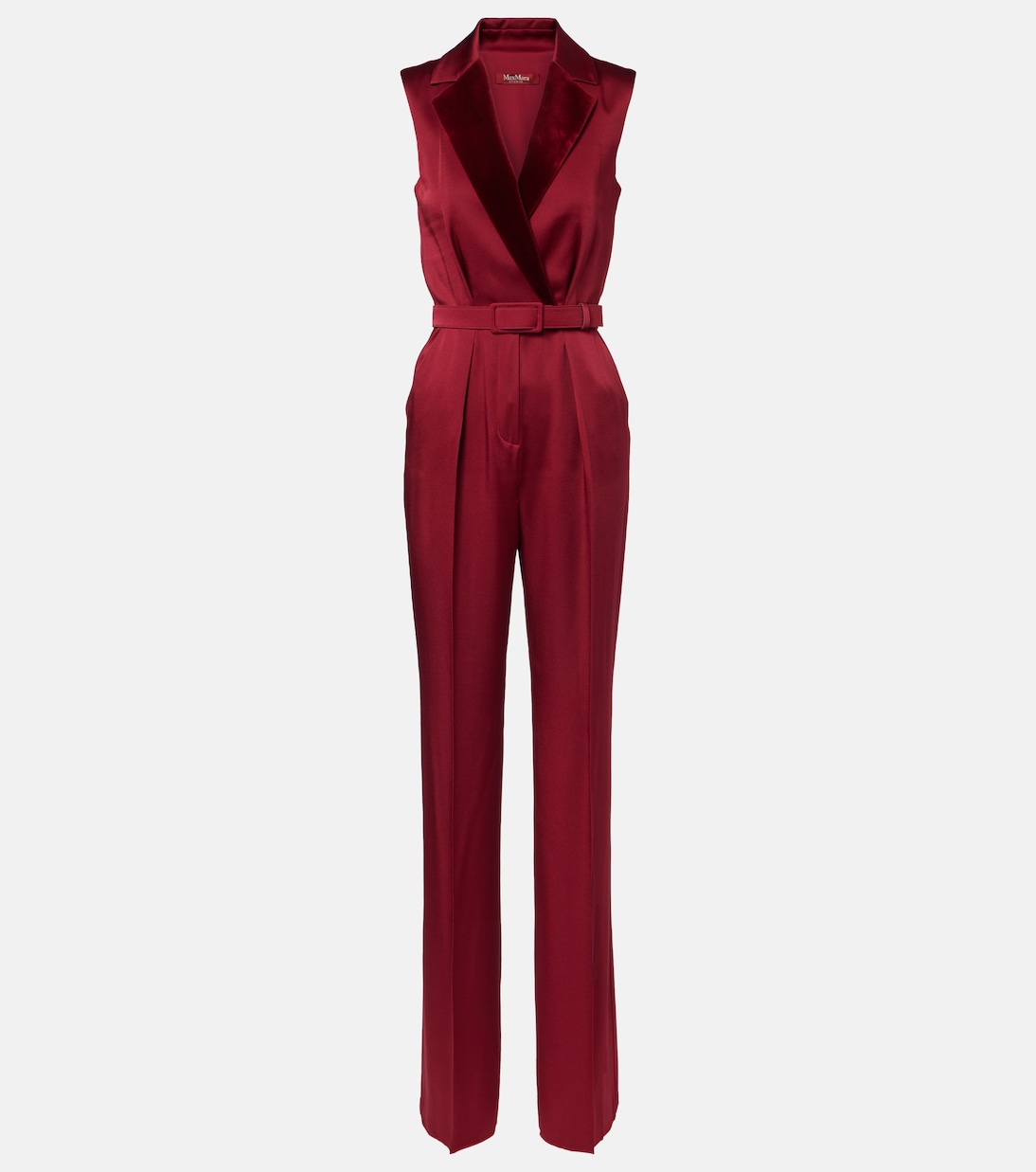 Scalata velvet-trimmed satin jumpsuit  | Max Mara