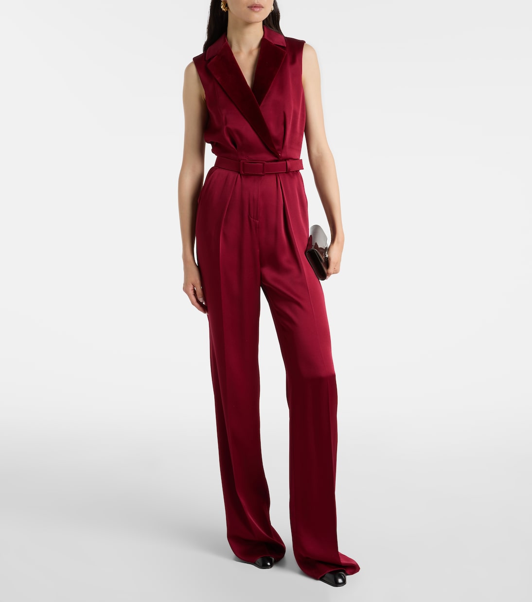 Scalata velvet-trimmed satin jumpsuit  | Max Mara