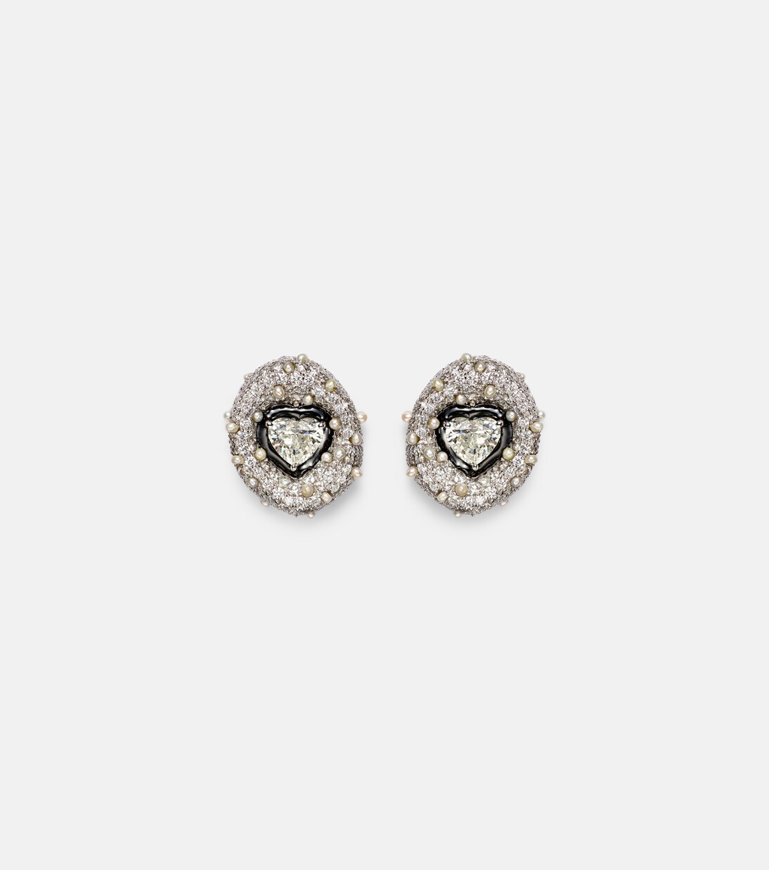Boucles d'oreilles en or blanc 18 ct, diamants et émail | Kamyen