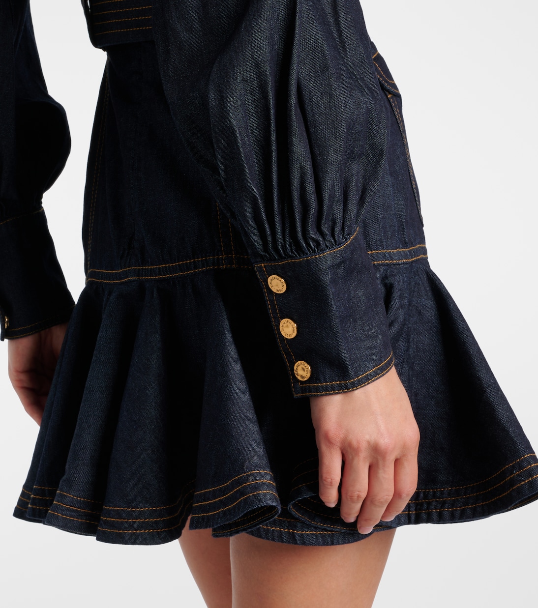 Bow-detail cotton denim minidress | Zimmermann