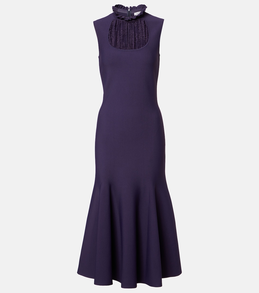 Lace-trimmed ruffled midi dress | McQueen
