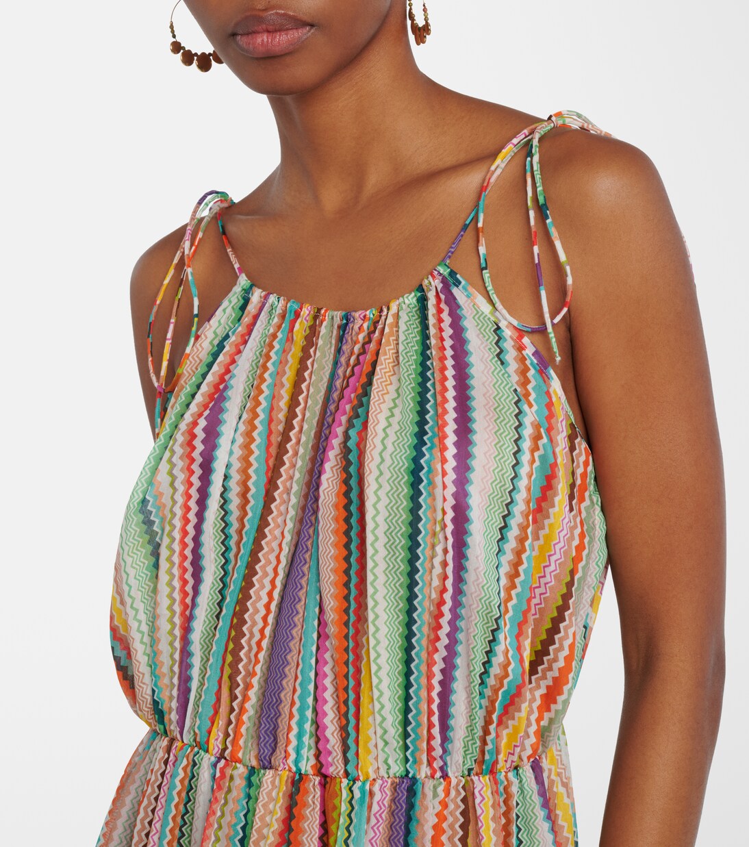 Zigzag cotton and silk maxi dress | Missoni