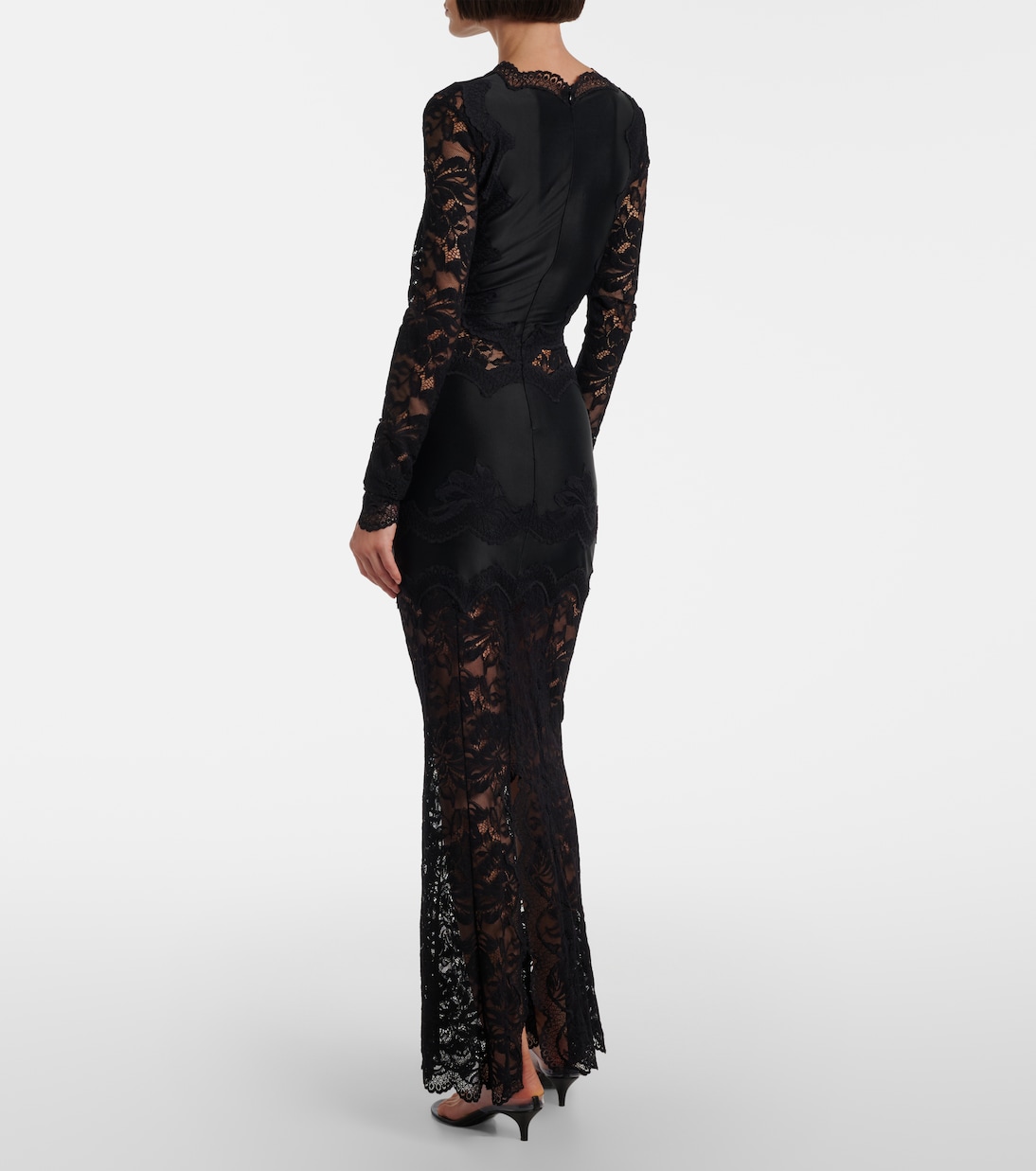 Maxikleid aus Jersey mit Spitze | Rabanne