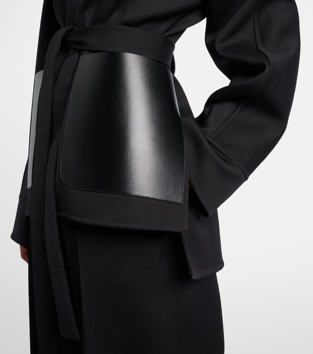 Leather-trimmed virgin wool wrap jacket | Alaïa