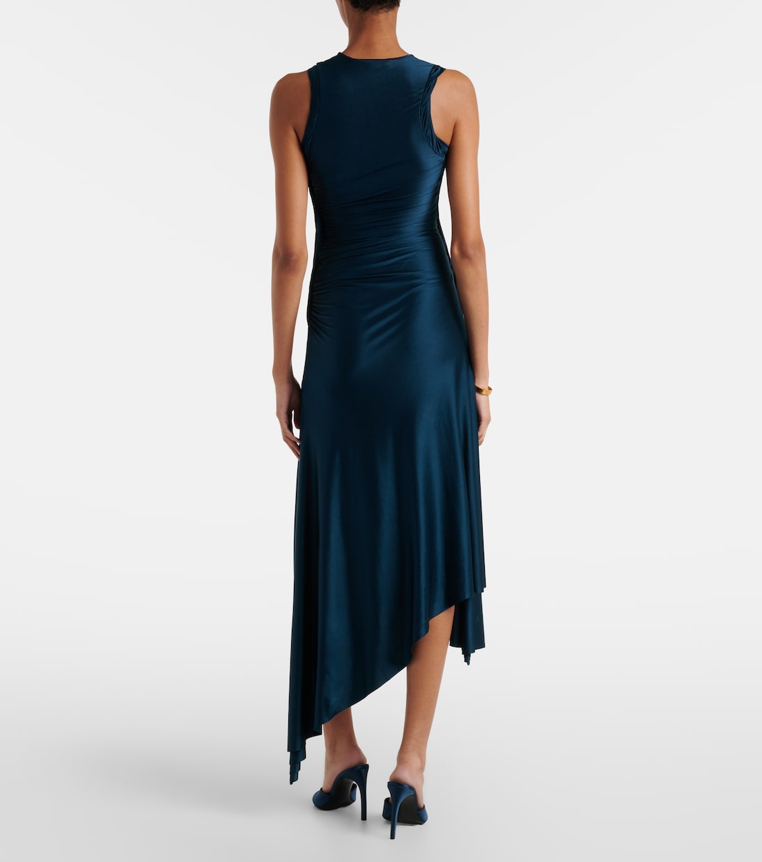 Ruched asymmetric jersey midi dress | Victoria Beckham