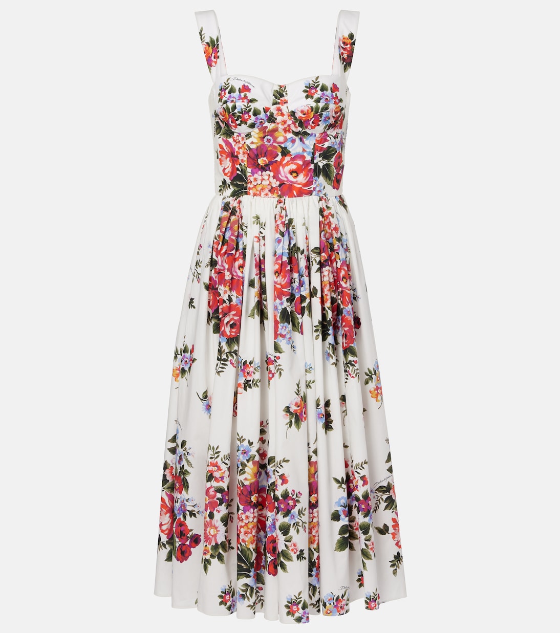 Vestido bustier de algodón floral | Dolce&Gabbana