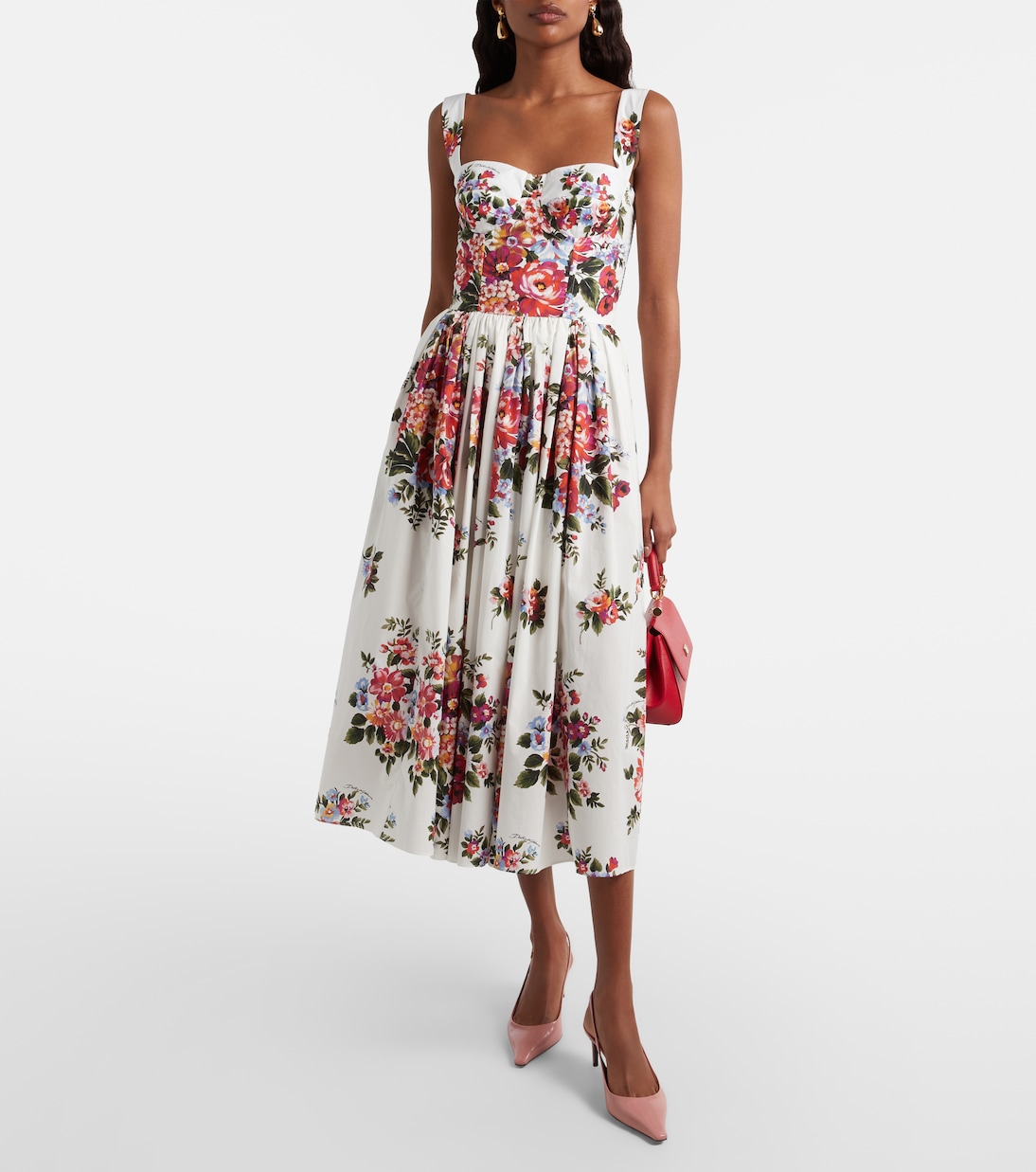 Vestido bustier de algodón floral | Dolce&Gabbana