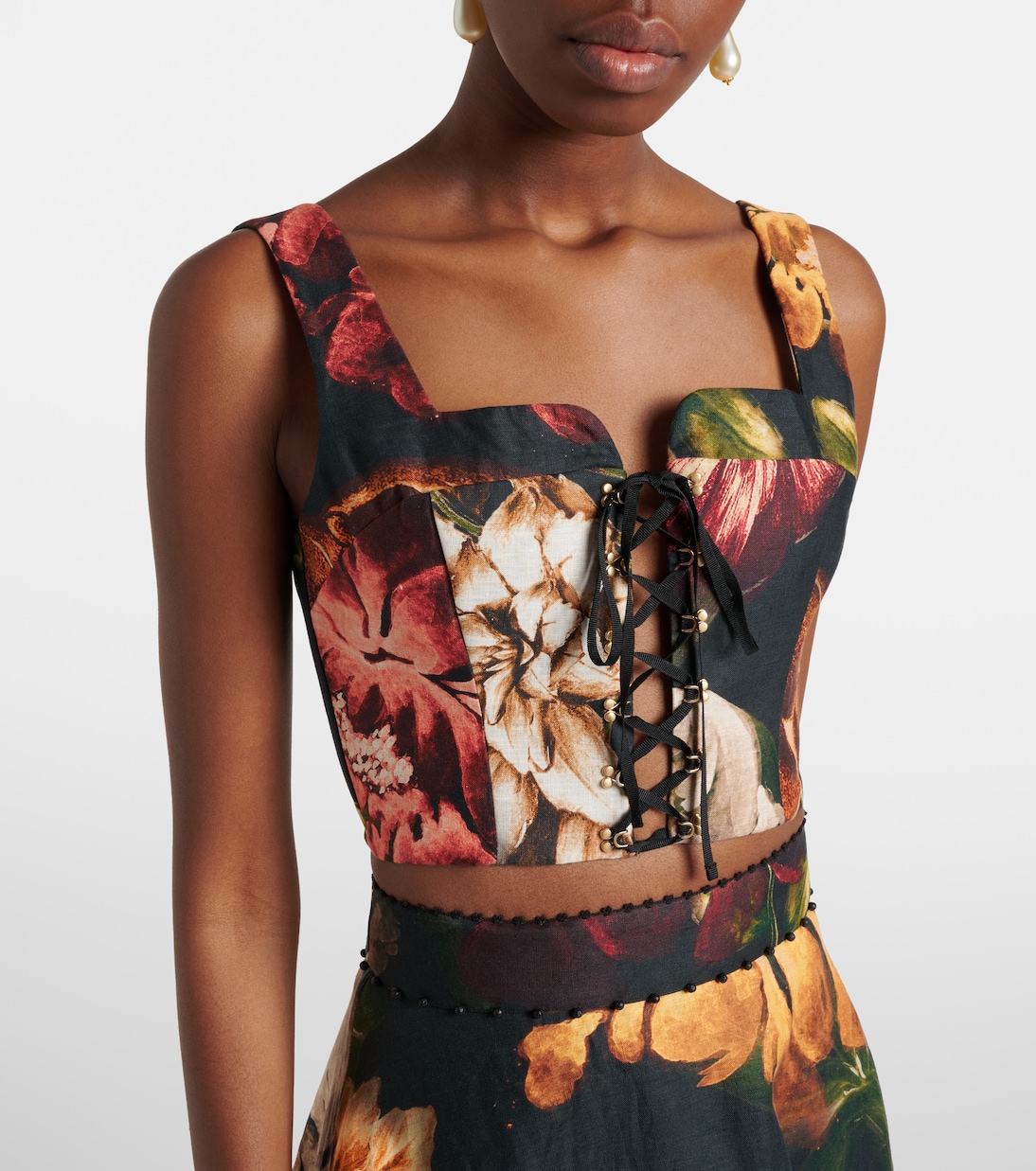 Floral linen crop top | Agua by Agua Bendita