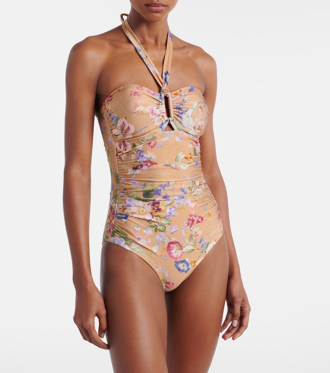 Patience floral halterneck swimsuit  | Zimmermann