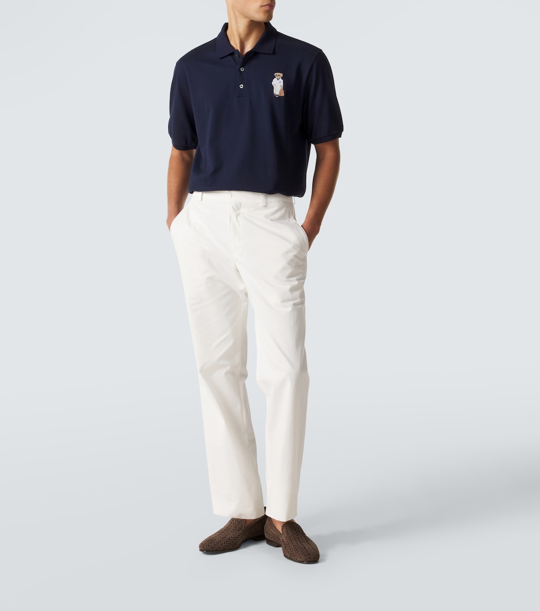Embroidered cotton and cashmere polo shirt | Ralph Lauren Purple Label