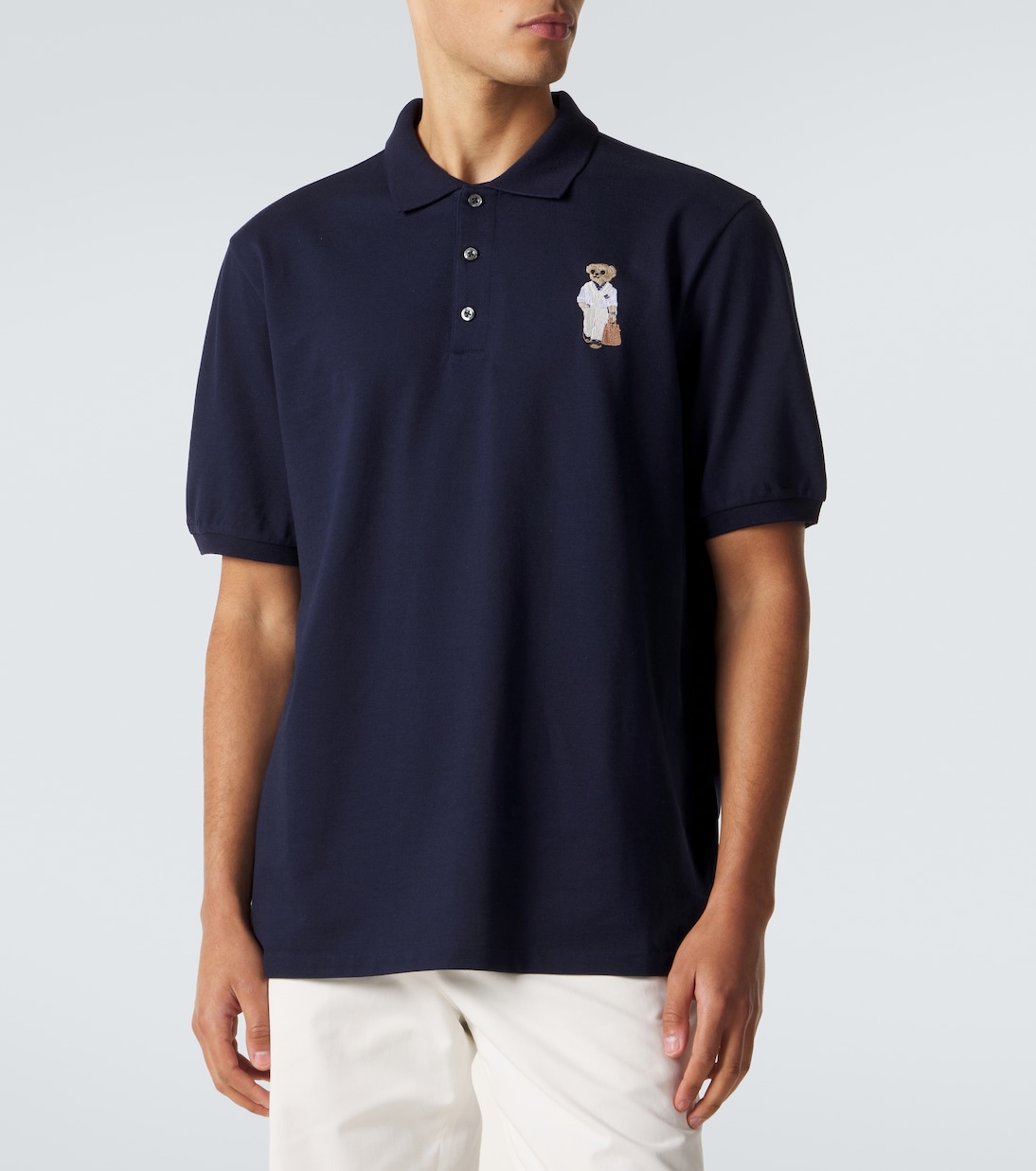 Embroidered cotton and cashmere polo shirt | Ralph Lauren Purple Label
