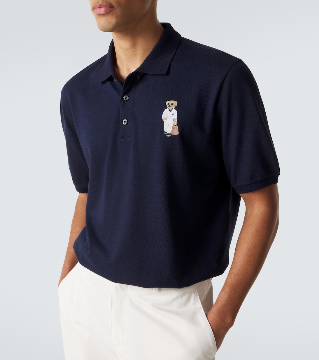 Embroidered cotton and cashmere polo shirt | Ralph Lauren Purple Label