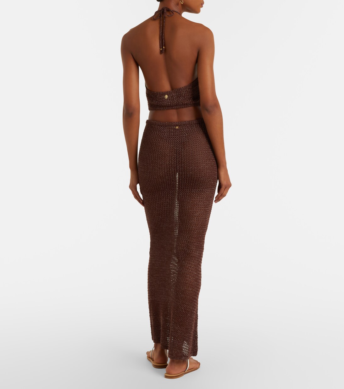 Cori open-knit lamé maxi skirt | Bananhot