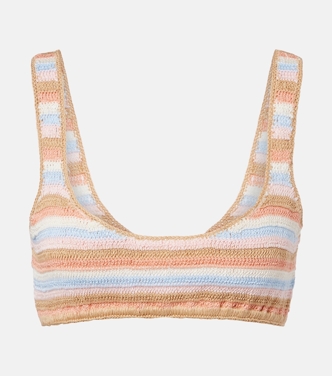 Crochet striped cotton bikini top | Anna Kosturova