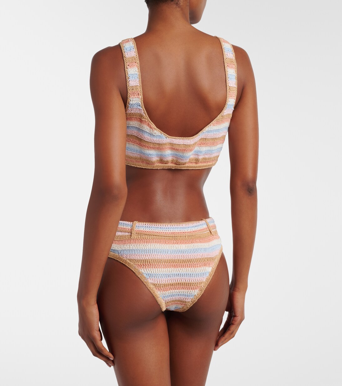Crochet striped cotton bikini top | Anna Kosturova