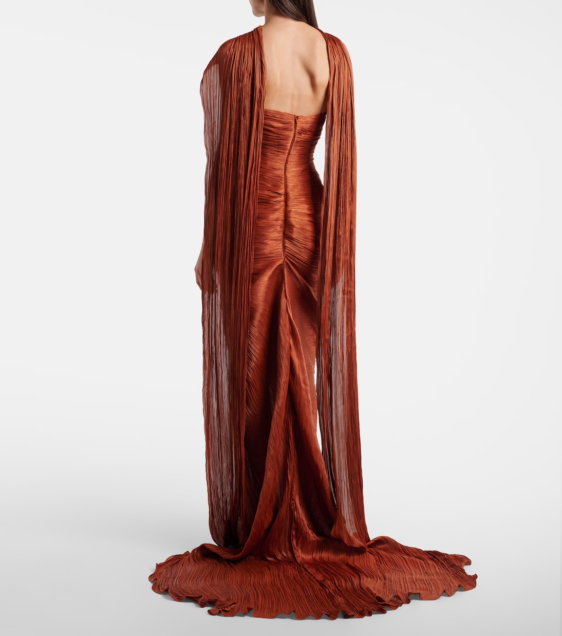 Draped pleated scarf-detail bustier gown | Marmar Halim