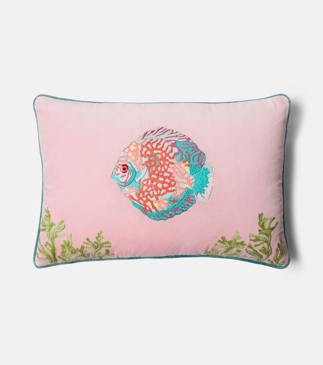 Embroidered cotton velvet cushion | Les-Ottomans