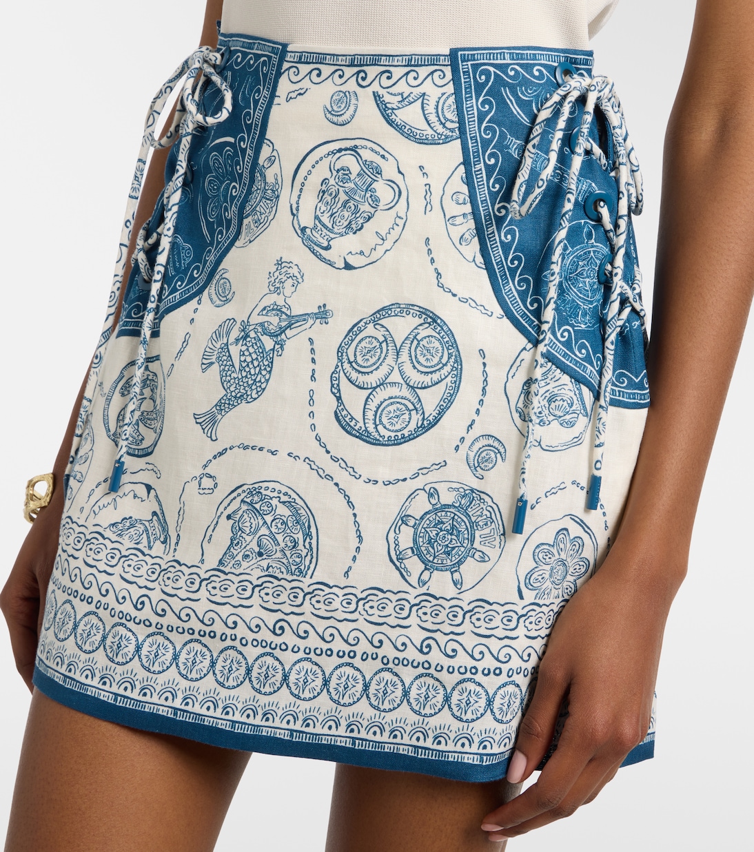 Lucky printed linen miniskirt | Alémais
