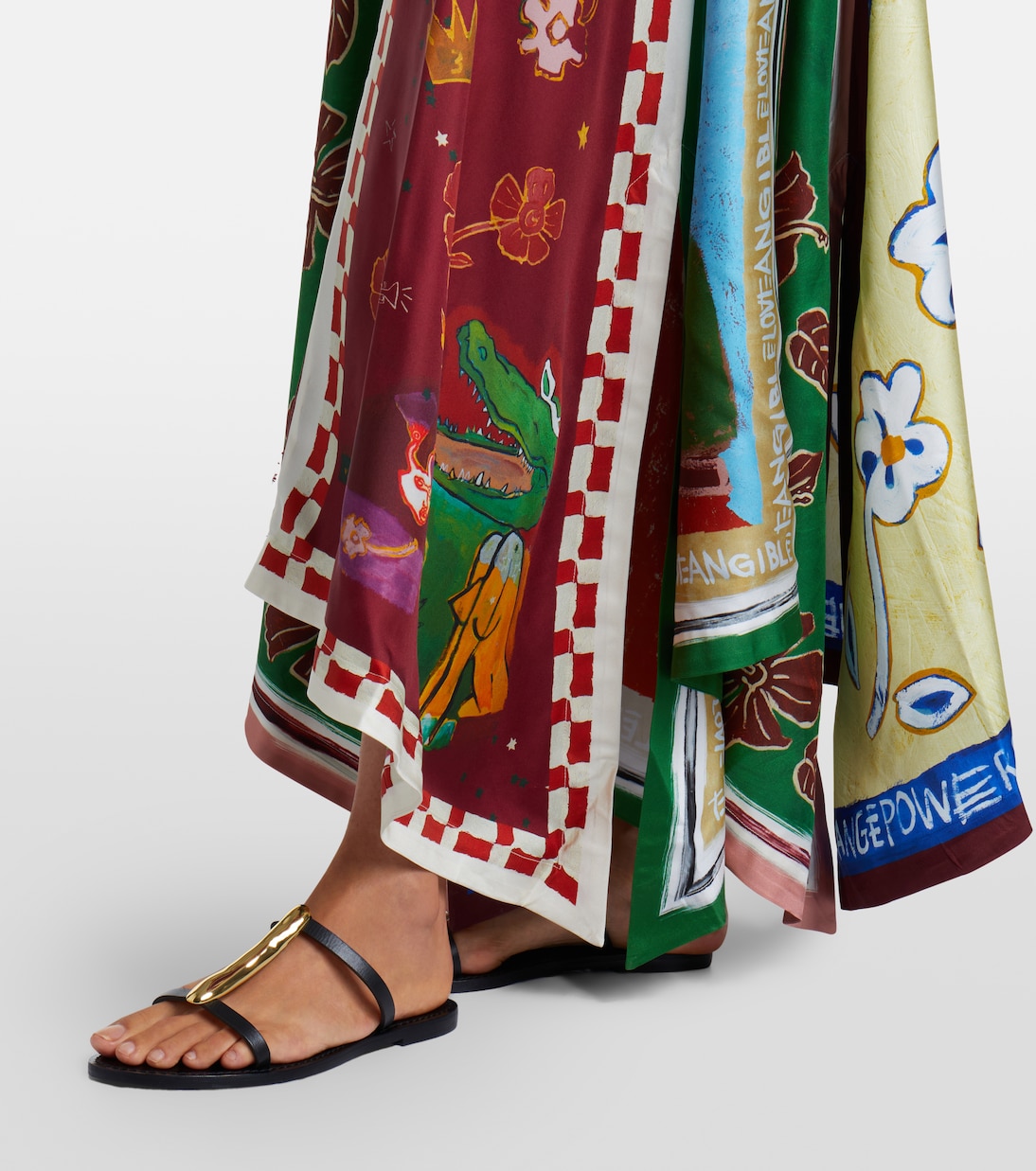 x MLAK Tangible Love printed silk midi dress | Alémais