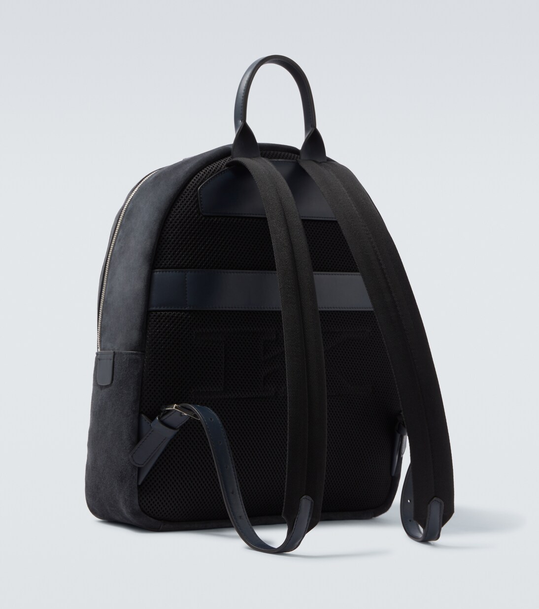 Leather-trimmed suede backpack | Kiton