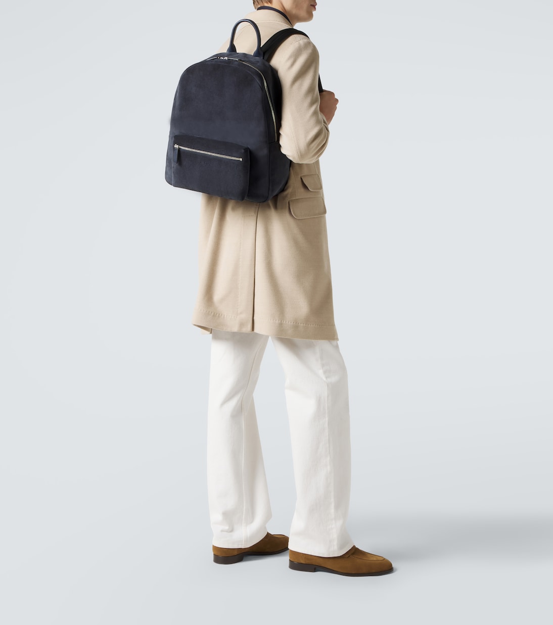 Leather-trimmed suede backpack | Kiton
