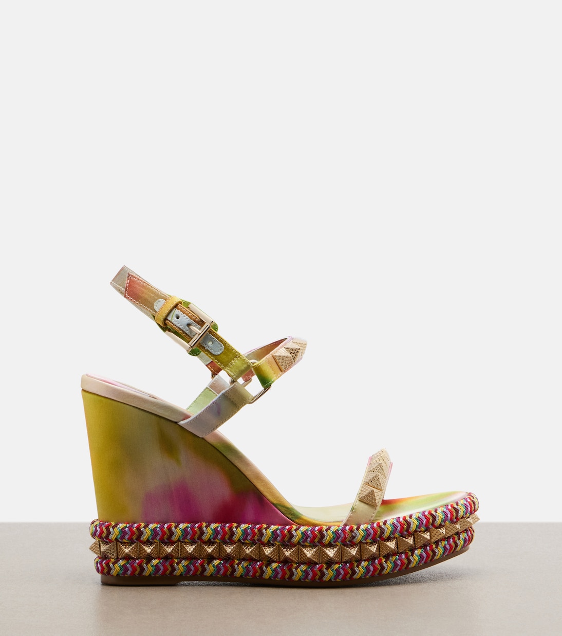 Pyra Clou studded floral chiné espadrille wedges | Christian Louboutin